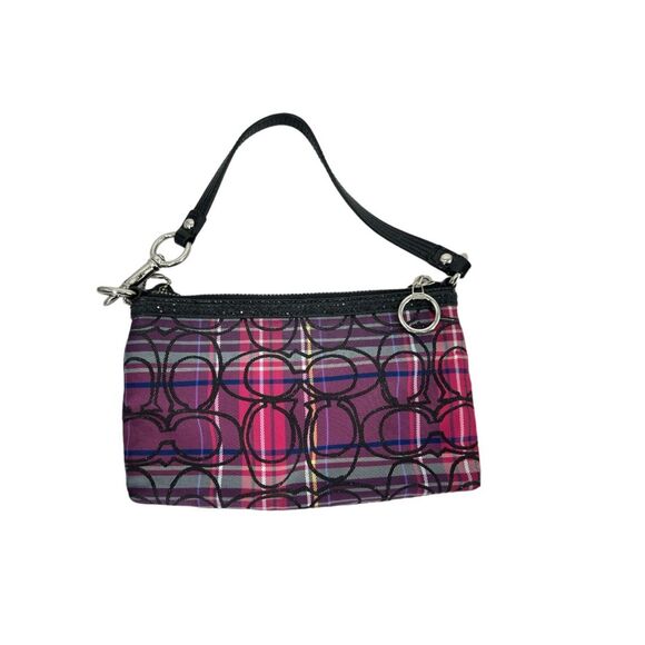 Coach purse Poppy Signature Pink plaid large wristlet bag - Picture 2 of 15